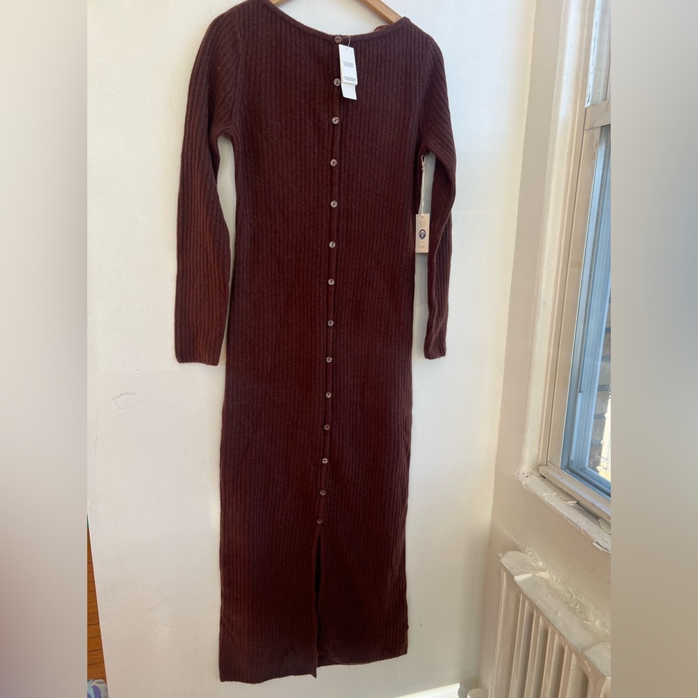 Women's Brown Button-Up Sweater dress